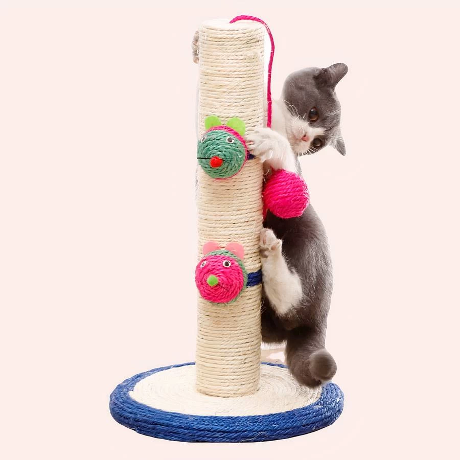 Poste à Gratter En Sisal Avec Boules Pour Chat 1 Poste à Gratter En Sisal Avec Boules Pour Chat
