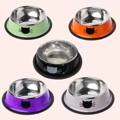 Bol Chat Rond En Acier Inoxydable à Motif Chat