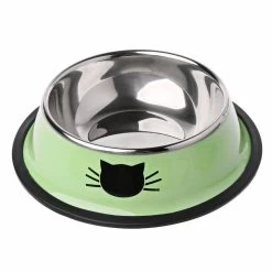 Bol Chat Rond En Acier Inoxydable à Motif Chat -Couchages pour chats Magasin bol chat rond en acier inoxydable a motif chat 3