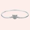 Bracelet En Argent Avec Motif Chat Pour Femme