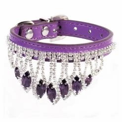 Collier En Cuir PU Avec Pompon Diamant Pour Chat -Couchages pour chats Magasin collier en cuir pu avec pompon diamant pour chat 5