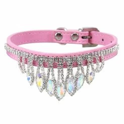 Collier En Cuir PU Avec Pompon Diamant Pour Chat -Couchages pour chats Magasin collier en cuir pu avec pompon diamant pour chat 7