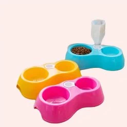 Double Bol En Plastique Avec Distributeur D’eau Pour Chat
