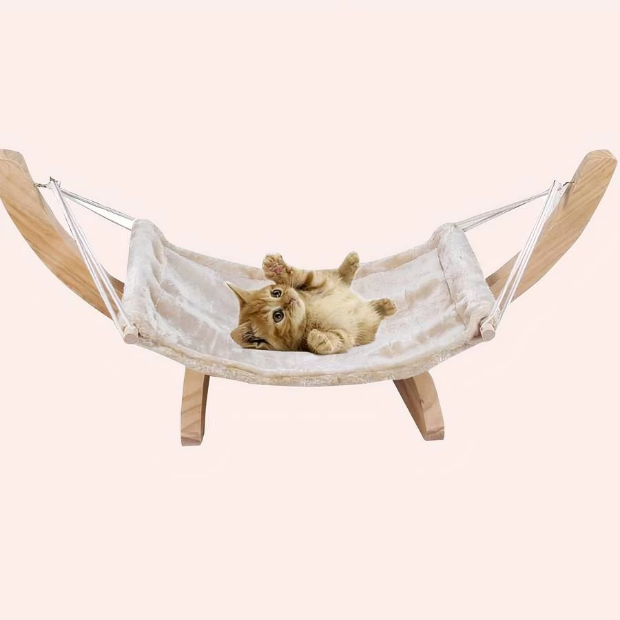 Hamac Chat Avec Support En Bois Massif 1 Hamac Chat Avec Support En Bois Massif