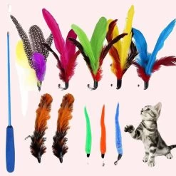Jouet Interactif En Plumes Colorées Pour Chat