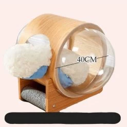 Maison Chat En Bois Avec Capsule Spatiale