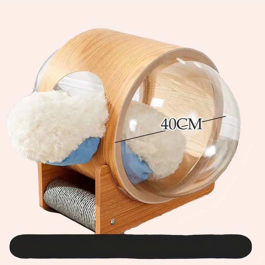 Maison Chat En Bois Avec Capsule Spatiale 1 Maison Chat En Bois Avec Capsule Spatiale