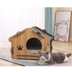 Maison En Bois Pour Chat -Couchages pour chats Magasin maison en bois pour chat 1