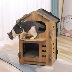 Maison En Bois Pour Chat -Couchages pour chats Magasin maison en bois pour chat 4