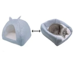 Niche Chat Pliable Couleur Unie Avec Oreille De Lapin -Couchages pour chats Magasin niche chat pliable couleur unie avec oreille de lapin 2