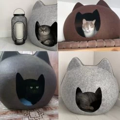 Niche Pour Chat En Feutre En Forme De Tête De Chat -Couchages pour chats Magasin niche pour chat en feutre en forme de tete de chat 2