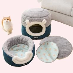 Niche Ronde En Peluche Pour Chat