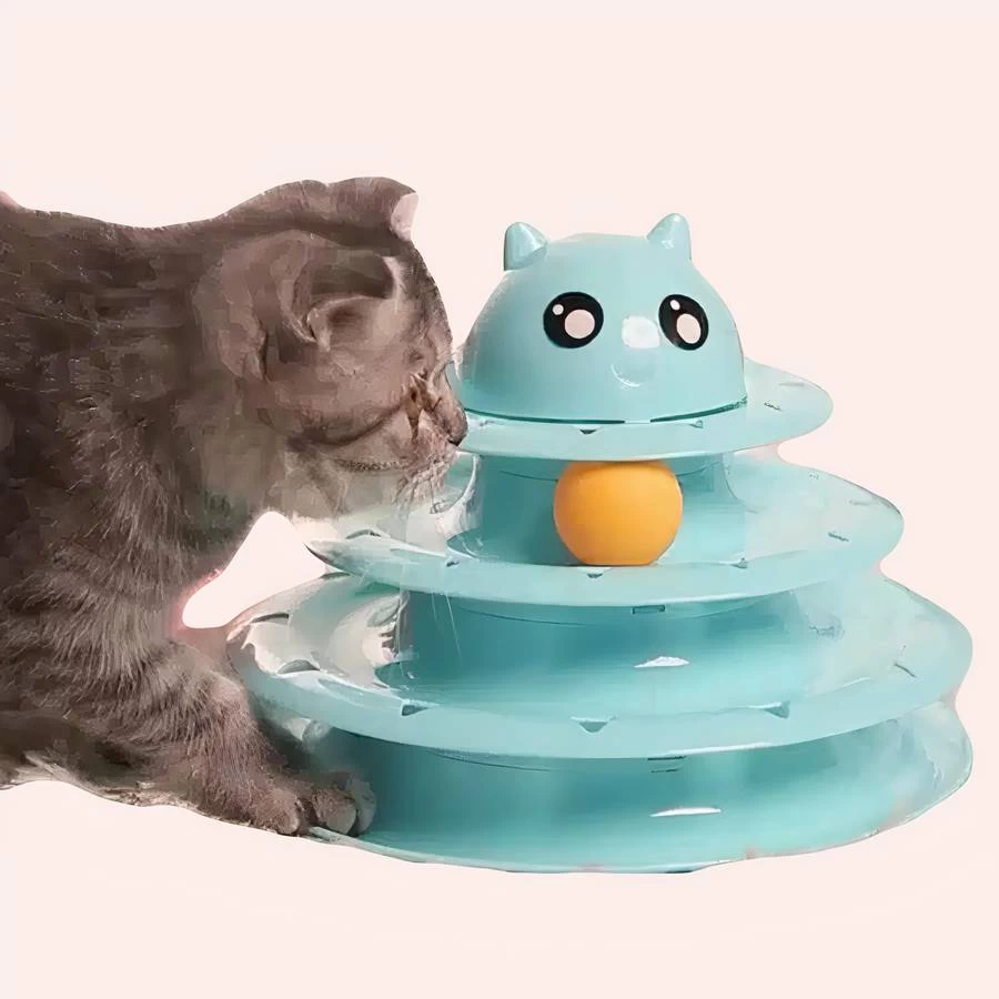 Tour Avec Une Tête De Chat En Plastique Pour Chat 1 Tour Avec Une Tête De Chat En Plastique Pour Chat