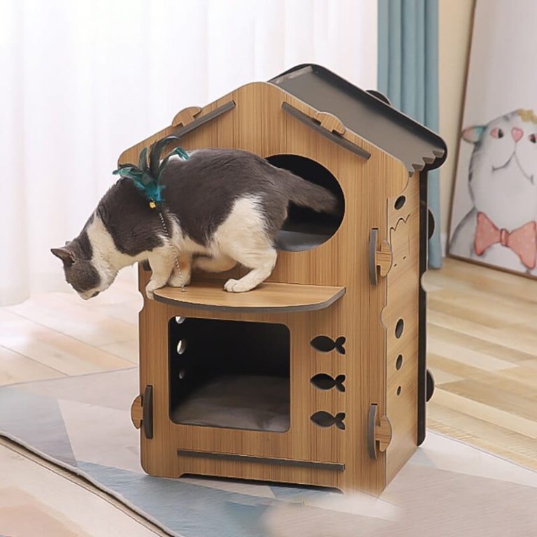 Couchages pour chats Magasin -Couchages pour chats Magasin maison en bois pour chat 4 768x768 1